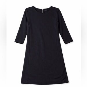 Black Shift Dress Long Sleeve Zip Back Minimalist Classic‎ Chic